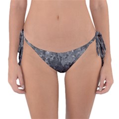 Dark Grey Abstract Grunge Texture Print Reversible Bikini Bottom