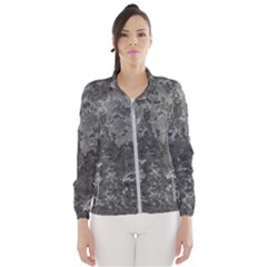 Dark Grey Abstract Grunge Texture Print Women s Windbreaker by dflcprintsclothing