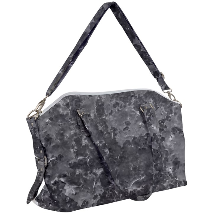 Dark Grey Abstract Grunge Texture Print Canvas Crossbody Bag