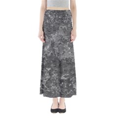 Dark Grey Abstract Grunge Texture Print Full Length Maxi Skirt