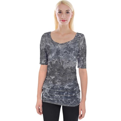 Dark Grey Abstract Grunge Texture Print Wide Neckline Tee by dflcprintsclothing