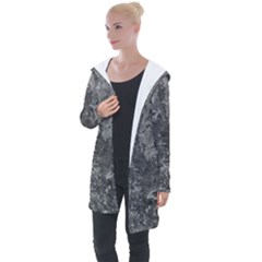 Dark Grey Abstract Grunge Texture Print Longline Hooded Cardigan by dflcprintsclothing