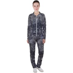 Dark Grey Abstract Grunge Texture Print Casual Jacket And Pants Set by dflcprintsclothing