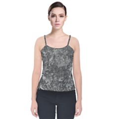 Dark Grey Abstract Grunge Texture Print Velvet Spaghetti Strap Top by dflcprintsclothing