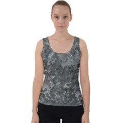 Dark Grey Abstract Grunge Texture Print Velvet Tank Top by dflcprintsclothing