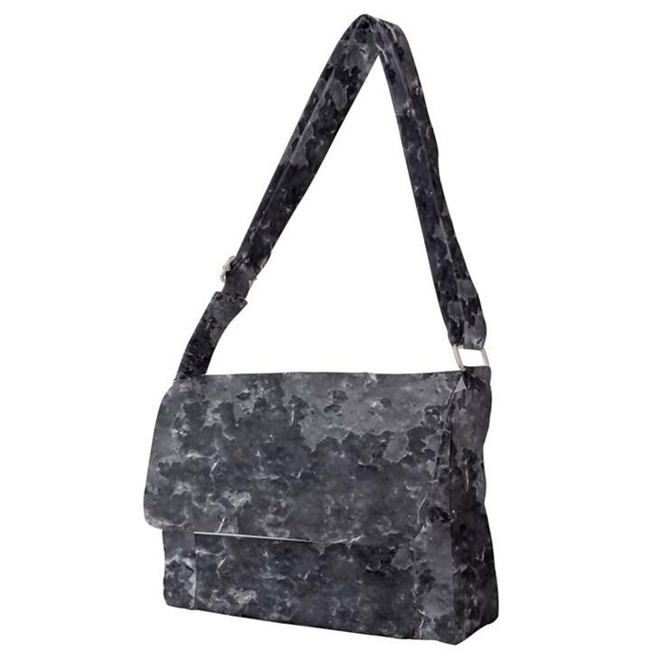 Dark Grey Abstract Grunge Texture Print Full Print Messenger Bag (S)