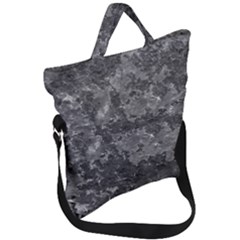 Dark Grey Abstract Grunge Texture Print Fold Over Handle Tote Bag by dflcprintsclothing