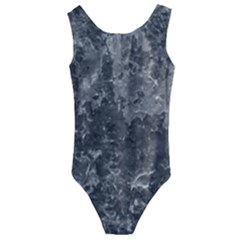 Dark Grey Abstract Grunge Texture Print Kids  Cut-out Back One Piece Swimsuit