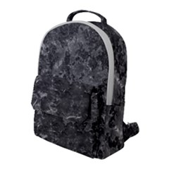 Dark Grey Abstract Grunge Texture Print Flap Pocket Backpack (large)