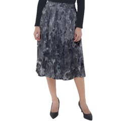 Dark Grey Abstract Grunge Texture Print Classic Velour Midi Skirt  by dflcprintsclothing