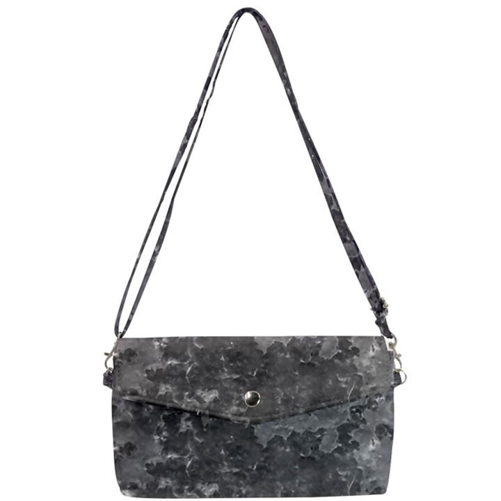 Dark Grey Abstract Grunge Texture Print Removable Strap Clutch Bag