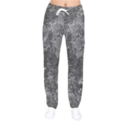 Dark Grey Abstract Grunge Texture Print Women Velvet Drawstring Pants by dflcprintsclothing