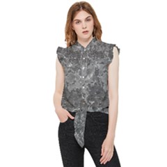 Dark Grey Abstract Grunge Texture Print Frill Detail Shirt by dflcprintsclothing