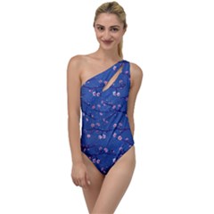 Branches With Peach Flowers To One Side Swimsuit by SychEva