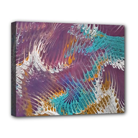 Painted Feathers Deluxe Canvas 20  X 16  (stretched) by kaleidomarblingart