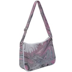 Painted Petals-marbling Zip Up Shoulder Bag by kaleidomarblingart