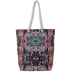 Velvet Marbling Module Full Print Rope Handle Tote (small) by kaleidomarblingart