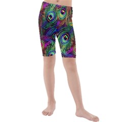 Peacockmania Kids  Mid Length Swim Shorts by MrsTheDON