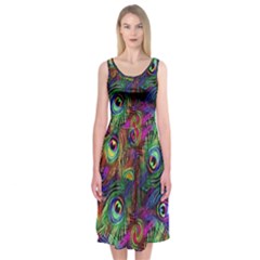 Peacockmania Midi Sleeveless Dress