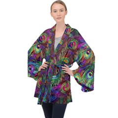 Peacockmania Long Sleeve Velvet Kimono  by MrsTheDON