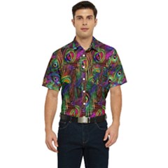 Peacockmania Men s Short Sleeve Pocket Shirt 