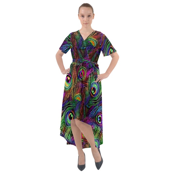 PeacockMania Front Wrap High Low Dress