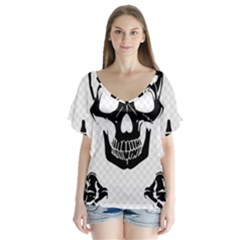 Bad 2 The Bone V-neck Flutter Sleeve Top