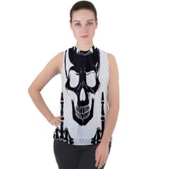 Bad 2 The Bone Mock Neck Chiffon Sleeveless Top