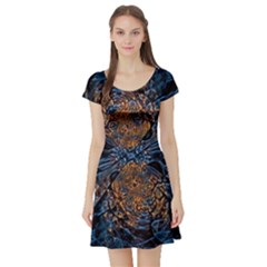 Fractal Galaxy Short Sleeve Skater Dress by MRNStudios