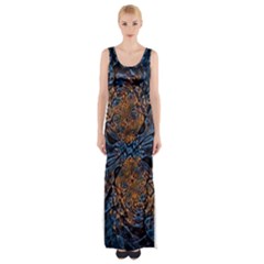 Fractal Galaxy Thigh Split Maxi Dress by MRNStudios