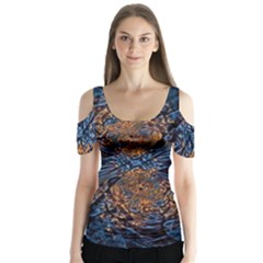 Fractal Galaxy Butterfly Sleeve Cutout Tee 