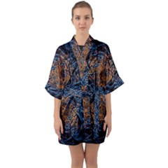 Fractal Galaxy Half Sleeve Satin Kimono  by MRNStudios