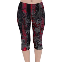 Gates Of Hell Velvet Capri Leggings  by MRNStudios