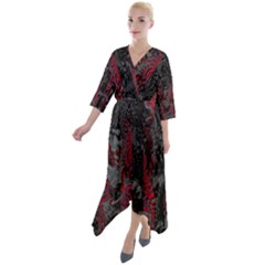 Gates Of Hell Quarter Sleeve Wrap Front Maxi Dress by MRNStudios