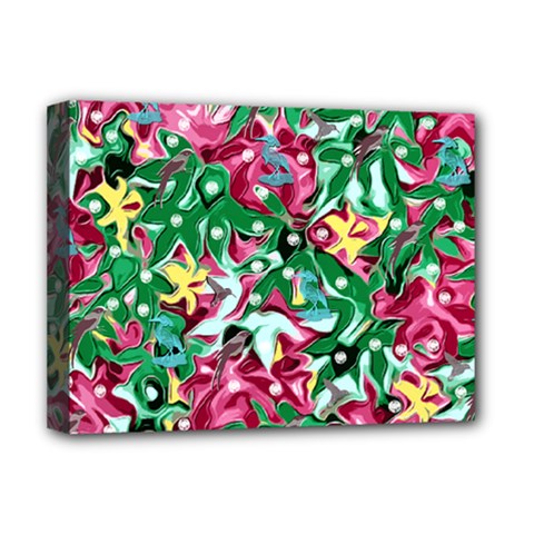 Floral-diamonte Deluxe Canvas 16  x 12  (Stretched) 