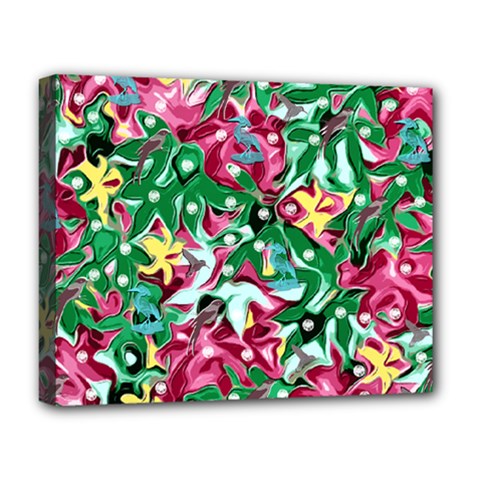 Floral-diamonte Deluxe Canvas 20  x 16  (Stretched)