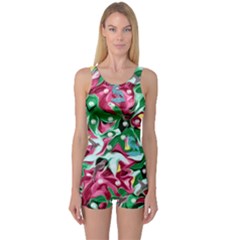 Floral-diamonte One Piece Boyleg Swimsuit