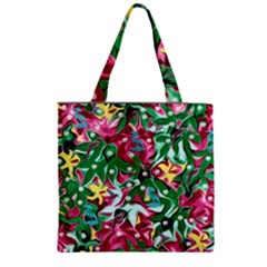 Floral-diamonte Zipper Grocery Tote Bag