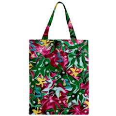 Floral-diamonte Zipper Classic Tote Bag