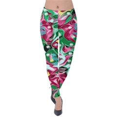 Floral-diamonte Velvet Leggings