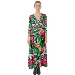 Floral-diamonte Button Up Boho Maxi Dress