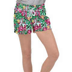 Floral-diamonte Velour Lounge Shorts