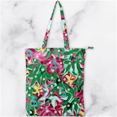 Floral-diamonte Double Zip Up Tote Bag