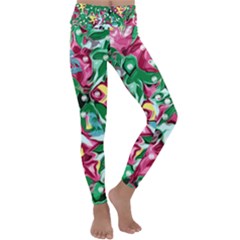 Floral-diamonte Kids  Lightweight Velour Classic Yoga Leggings