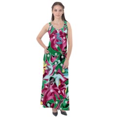 Floral-diamonte Sleeveless Velour Maxi Dress