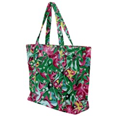 Floral-diamonte Zip Up Canvas Bag