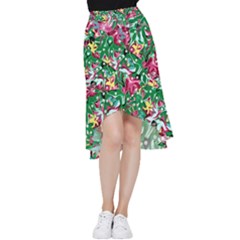 Floral-diamonte Frill Hi Low Chiffon Skirt