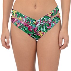 Floral-diamonte Double Strap Halter Bikini Bottom