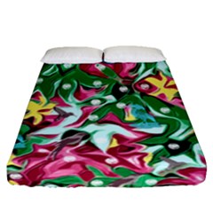 Floral-diamonte Fitted Sheet (queen Size) by PollyParadise