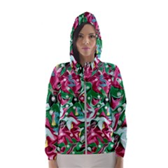 Floral-diamonte Women s Hooded Windbreaker